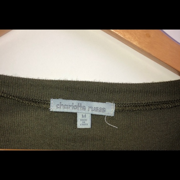 Charlotte Russe Hunter Army Green Lace Up Crop Top - Picture 11 of 11